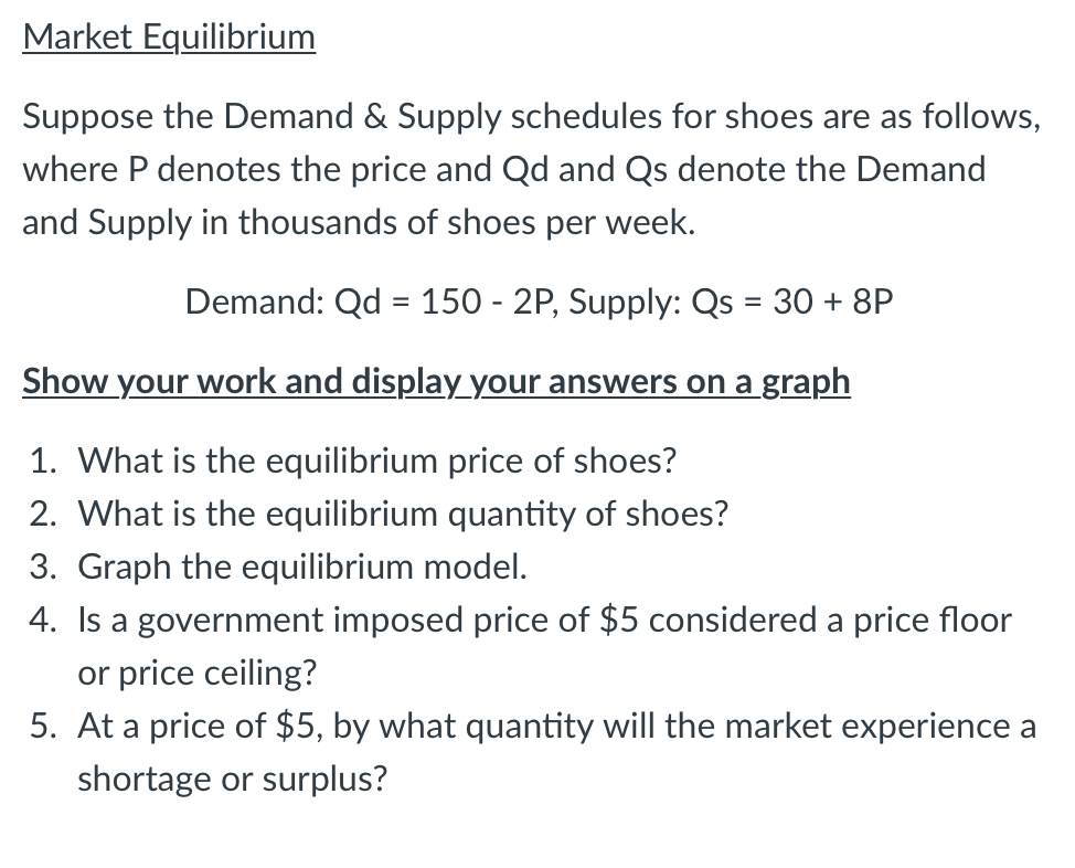Solved Market Equilibrium Suppose the Demand & Supply | Chegg.com