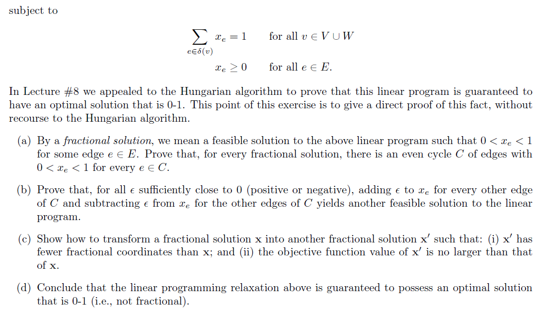 Solved Recall the linear programming relaxation of the | Chegg.com