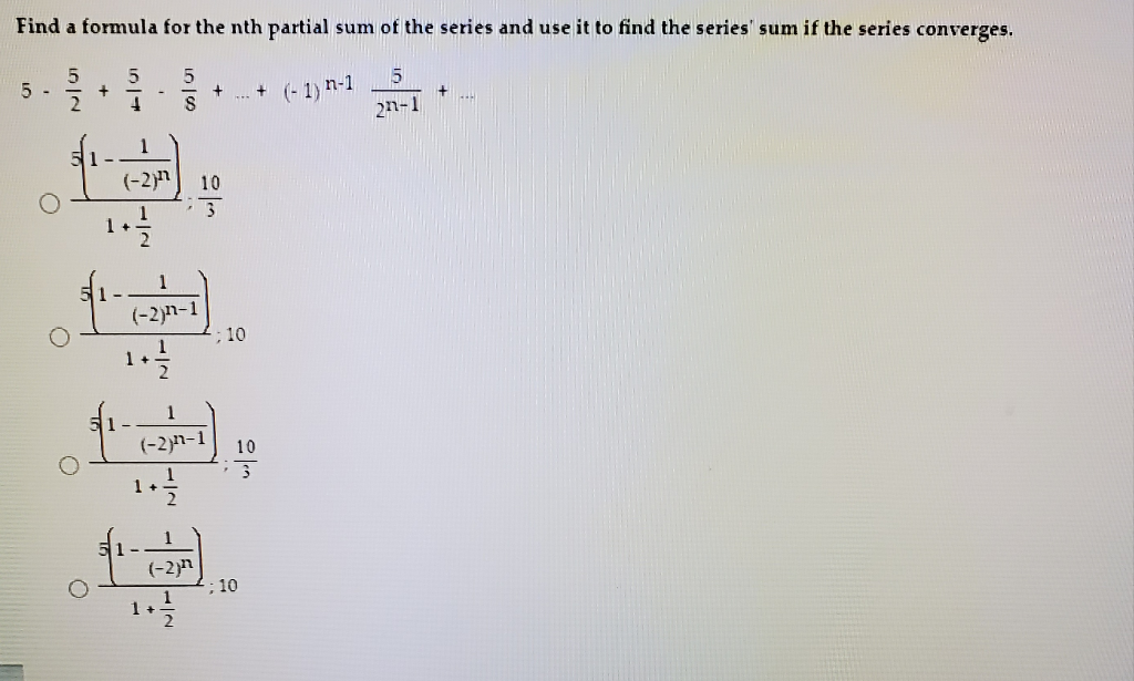 Solved Find a formula for the nth partial sum of the series | Chegg.com