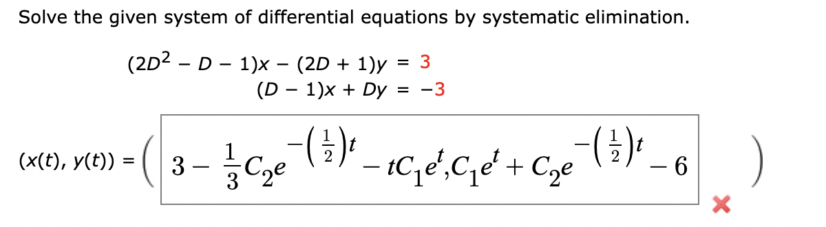 Solved Solve the given system of differential equations by | Chegg.com