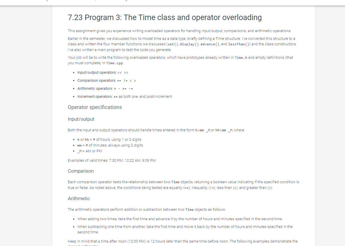 SOLUTION: Unit 7 operator overloading - Studypool