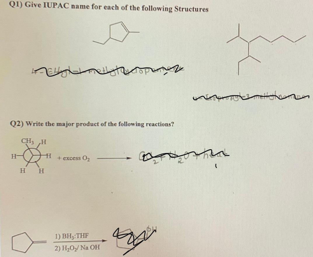 Solved (1) Give IUPAC Name For Each Of The Following | Chegg.com