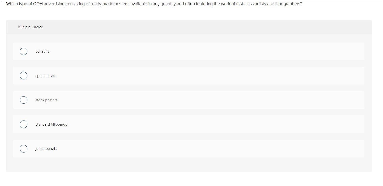Solved Which type of OOH advertising consisting of | Chegg.com