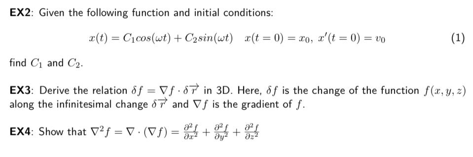 Solved EX2: Given the following function and initial | Chegg.com