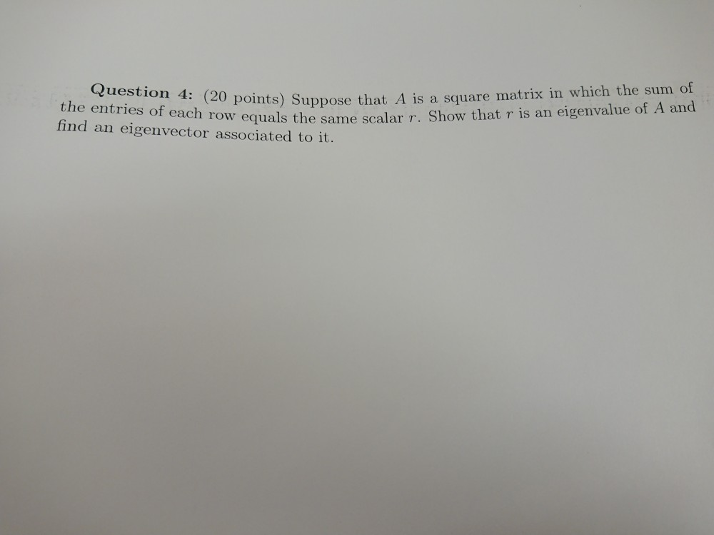 Solved points) Suppose that A is a square matrix in which | Chegg.com