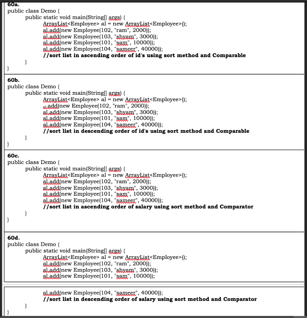 Solved Java Programming Answer 60a, 60b, 60c, 60d. Show | Chegg.com