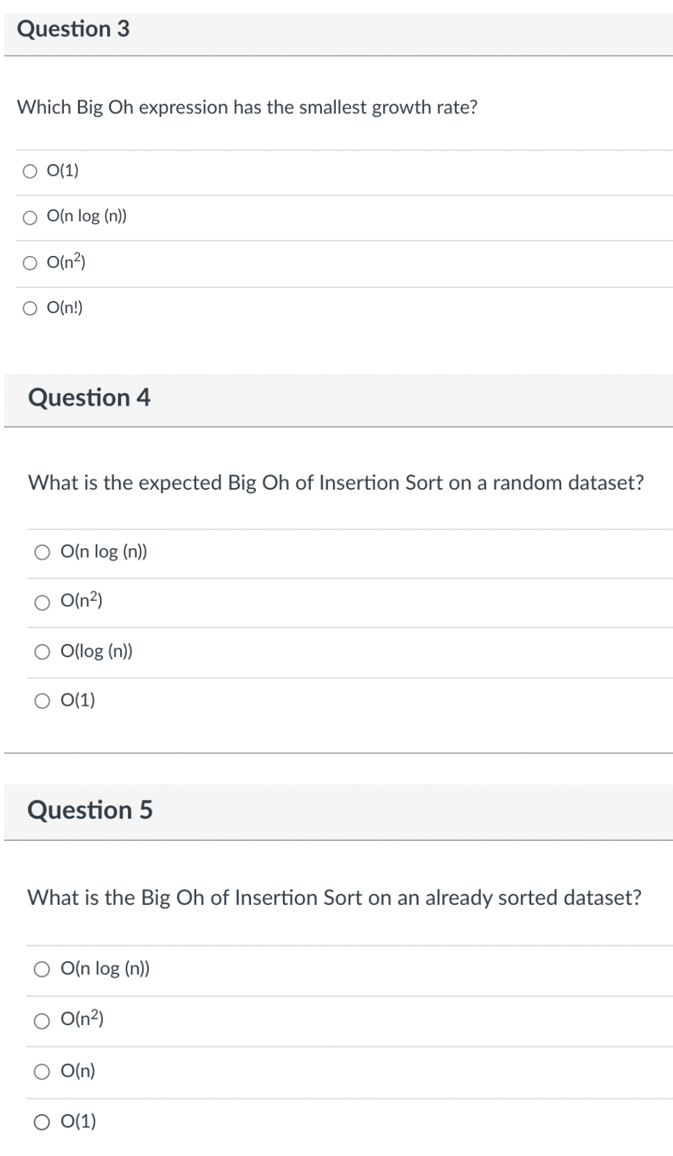 Solved Question 2 1 pts Big Oh notation is used to describe | Chegg.com