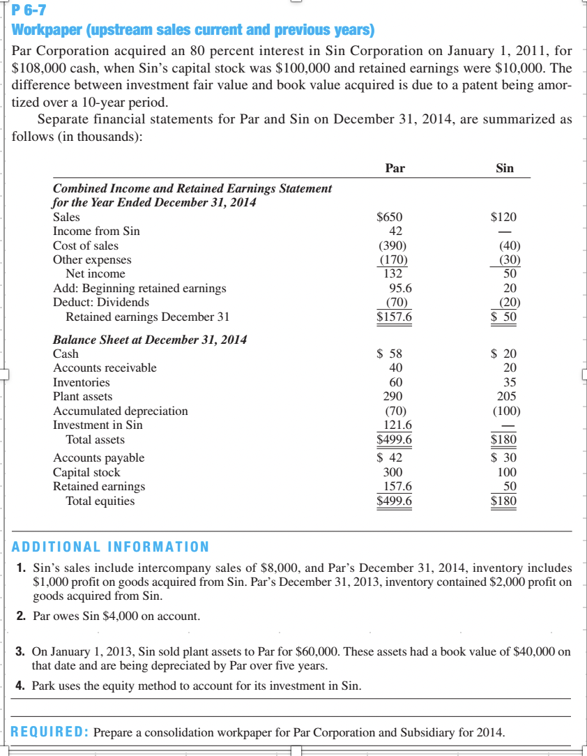 ●G-RELATED PRESNTS あのCEA在籍！ Solved P 6-7 Workpaper (upstream sales current and previous