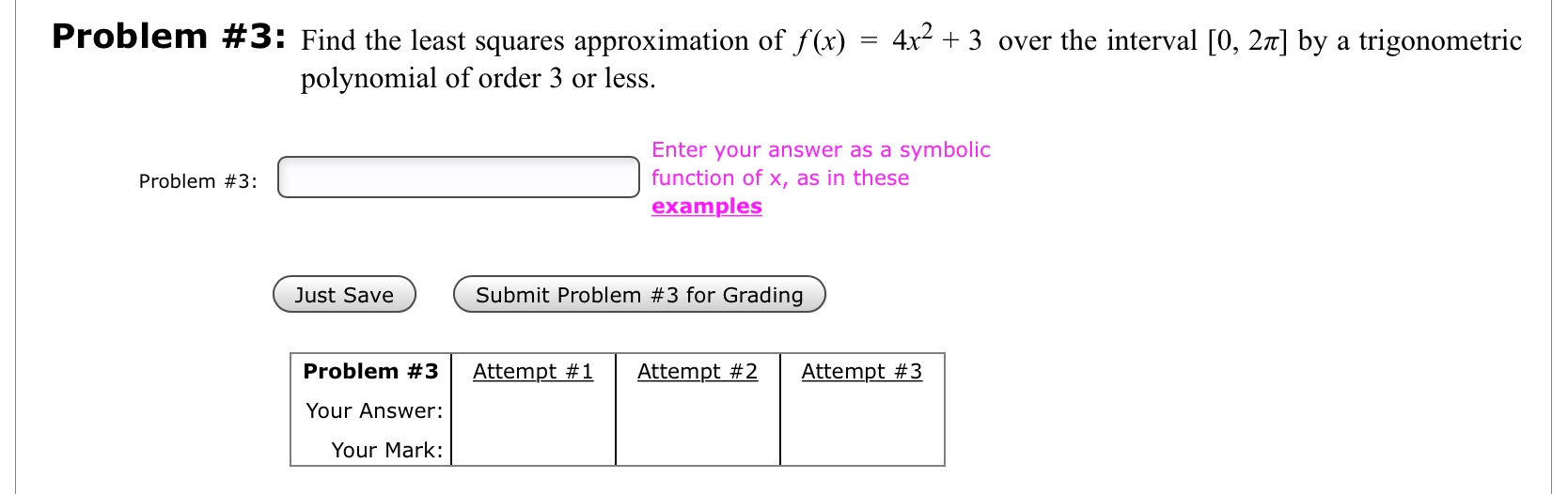 Problem #3: Find the least squares approximation of | Chegg.com