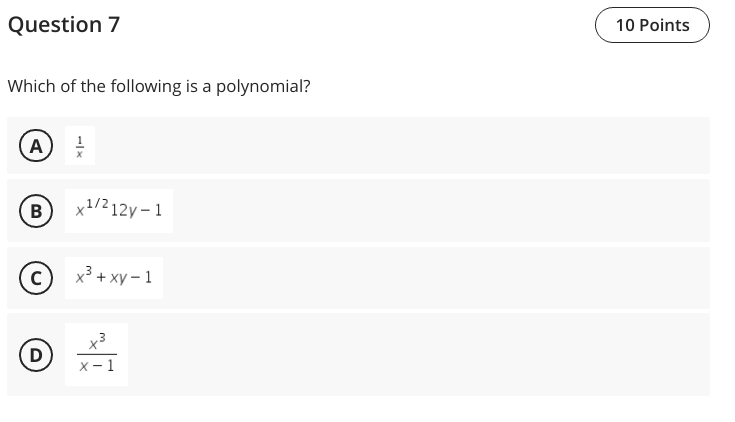 Solved Question 7 10 Points Which of the following is a | Chegg.com