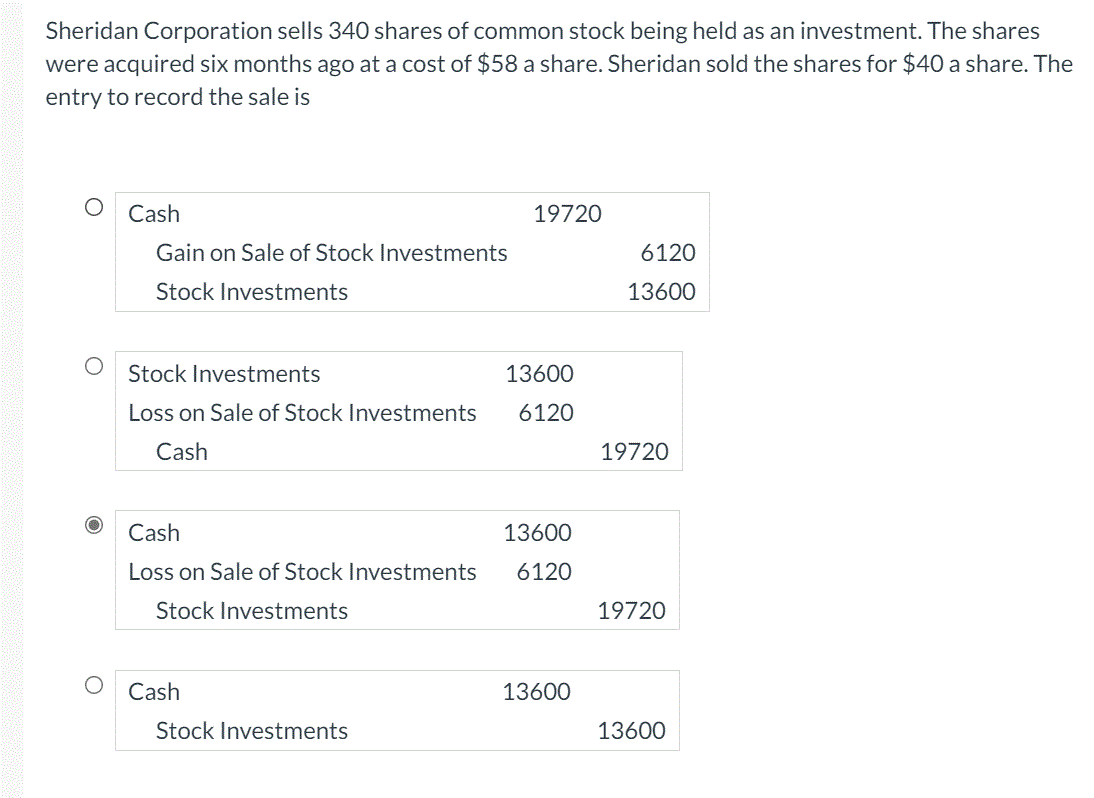 Solved Sheridan Corporation sells 340 shares of common stock 