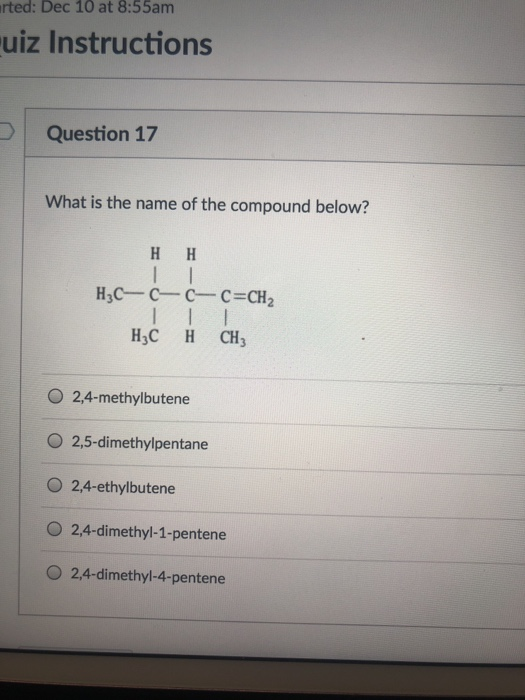 Solved rted: Dec 10 at 8:55am uiz Instructions Question 17 | Chegg.com