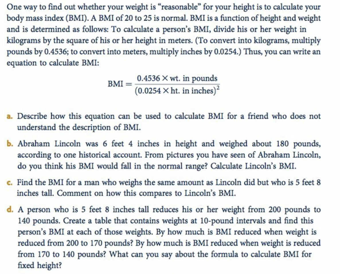 Solved One way to find out whether your weight is | Chegg.com