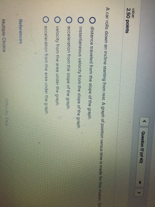 Solved A car rolls down an incline starting from rest. A