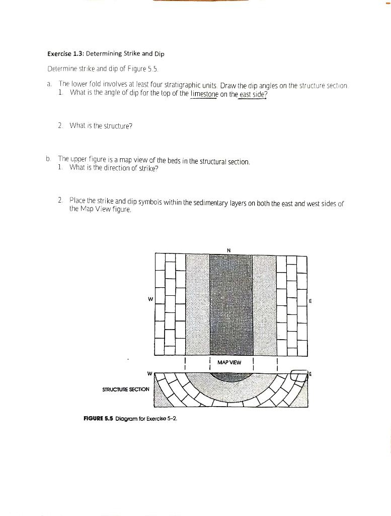 Solved Exercise 1.3: Determining Strike And Dip Determine | Chegg.com