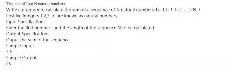 sum of first n numbers in a sequence