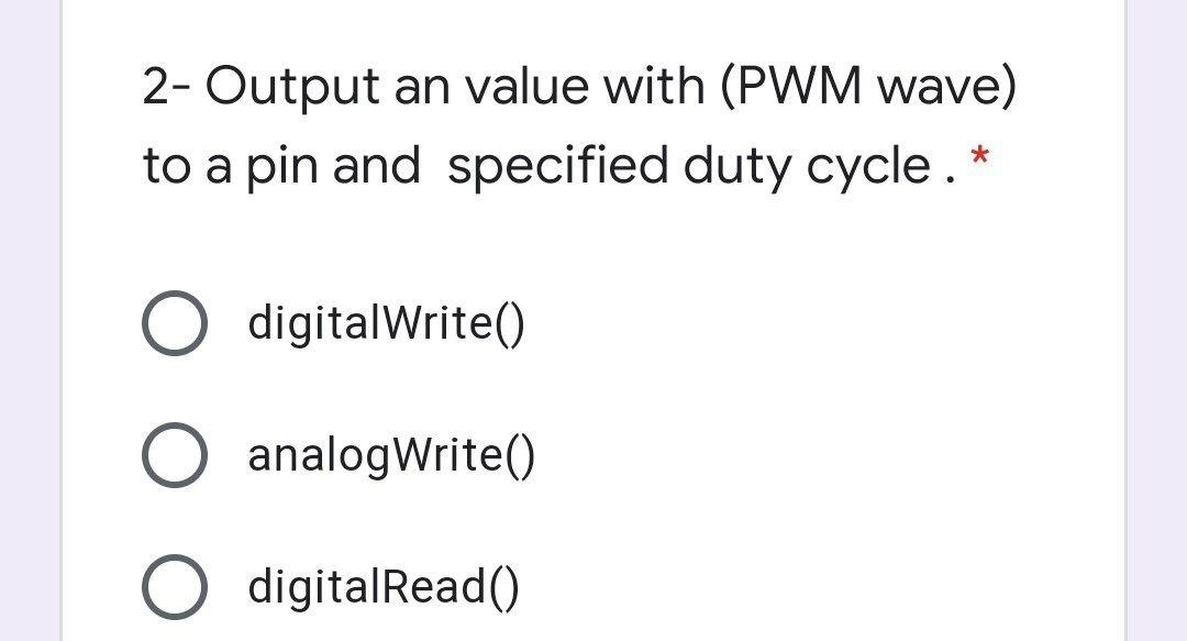 Solved 2 Output an value with (PWM wave) to a pin and