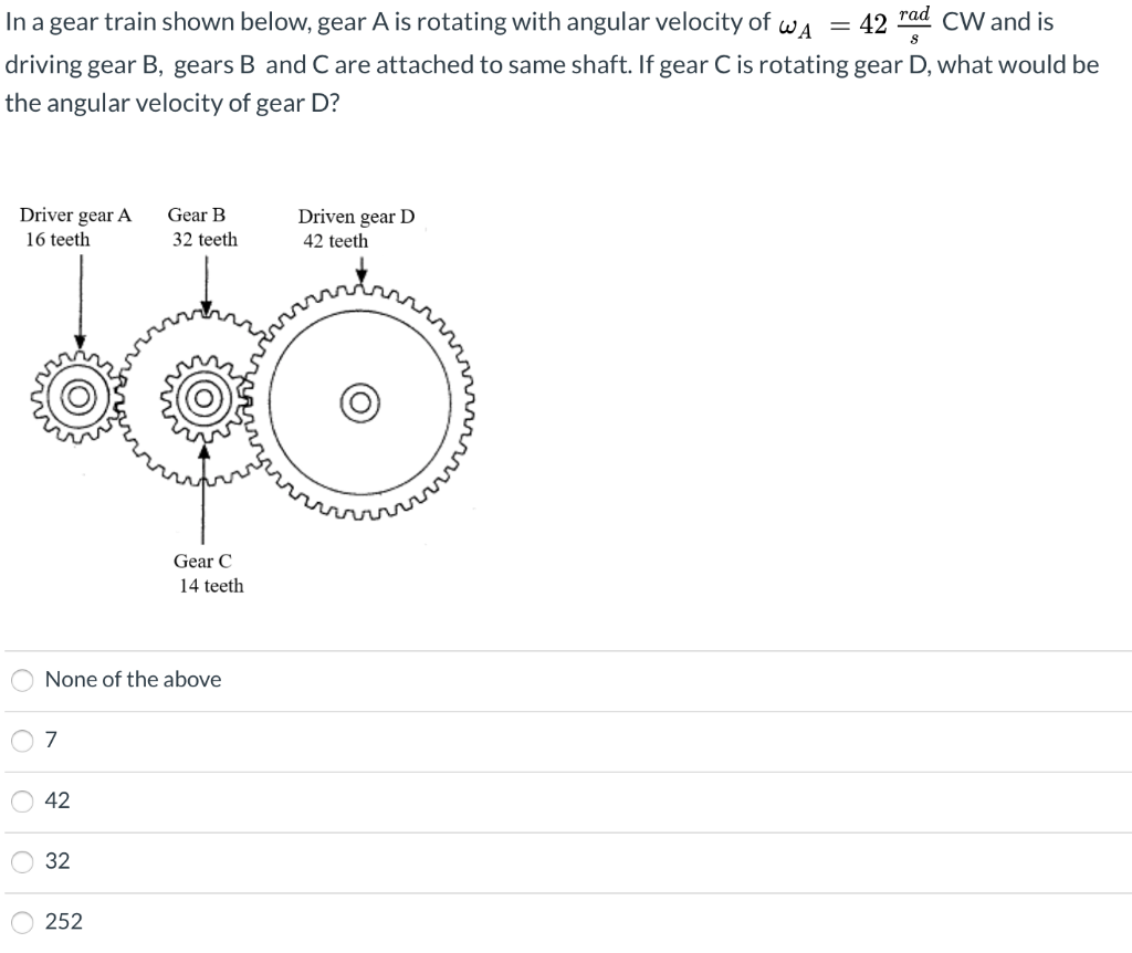 Solved In a gear train shown below, gear A is rotating with | Chegg.com