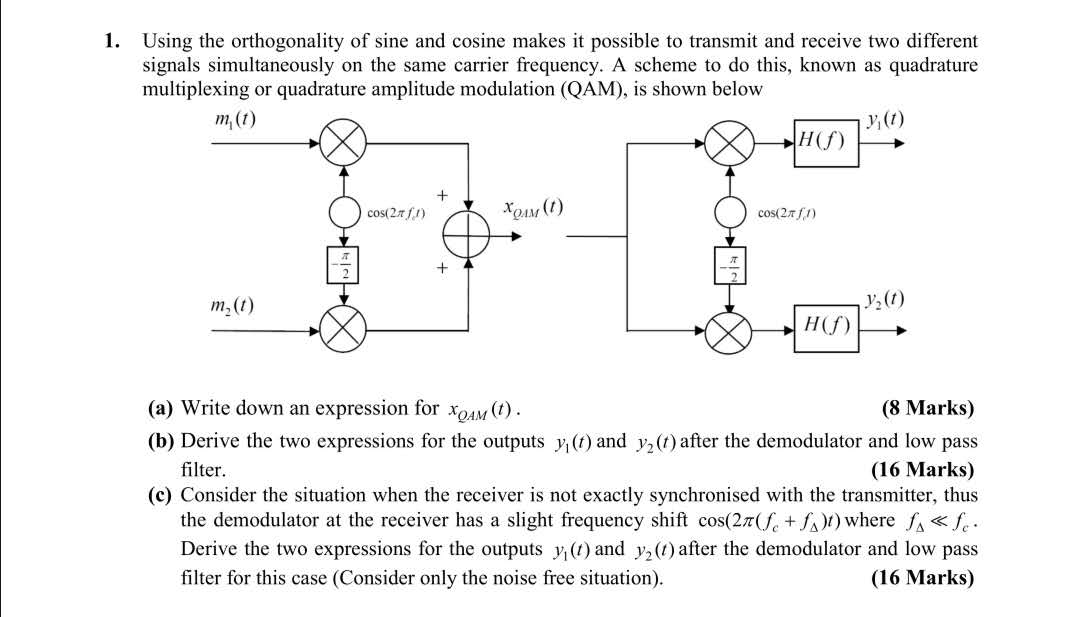 Solved 1. Using the orthogonality of sine and cosine makes | Chegg.com