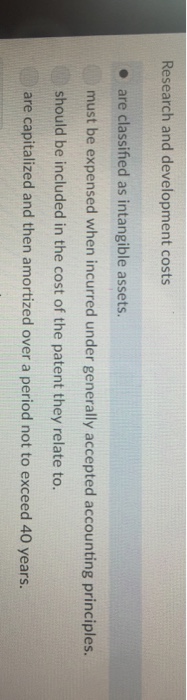 Solved Research And Development Costs E Are Classified As Chegg