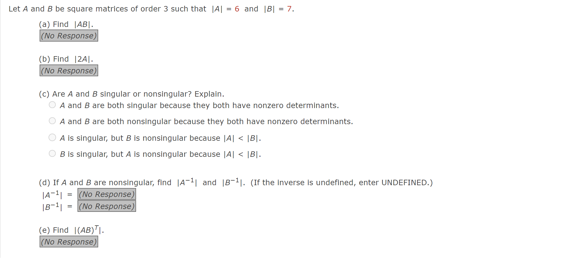 Solved Let A And B Be Square Matrices Of Order 3 Such That | Chegg.com