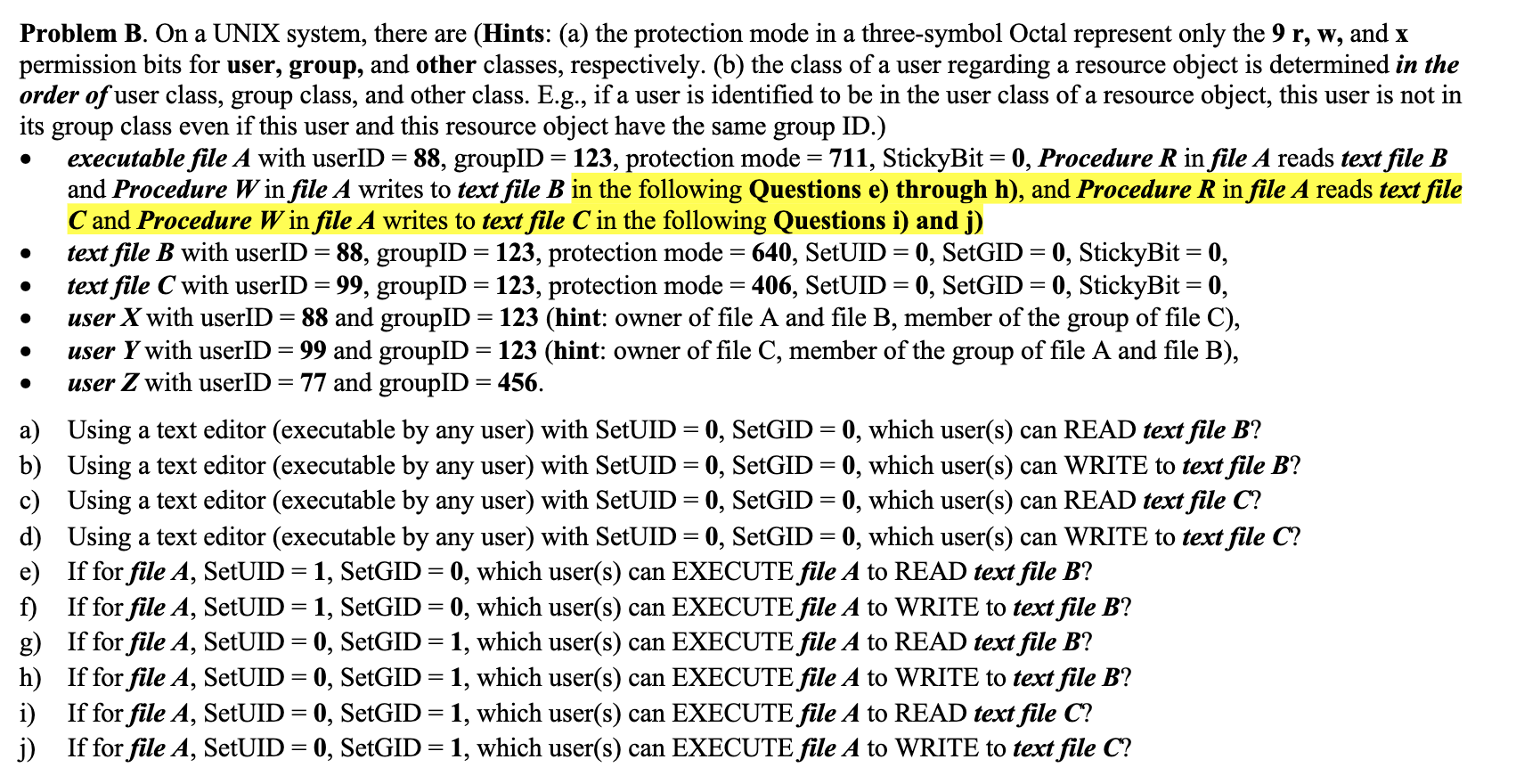 Solved Problem B. On A UNIX System, There Are (Hints: (a) | Chegg.com