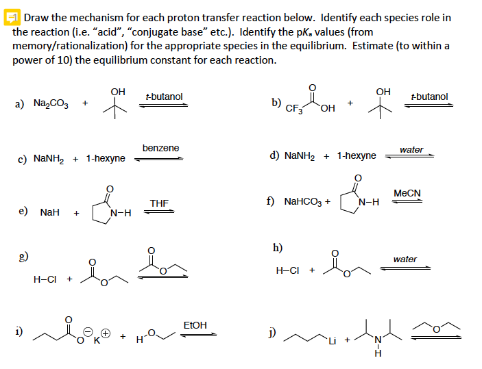 Solved Draw the mechanism for each proton transfer reaction | Chegg.com