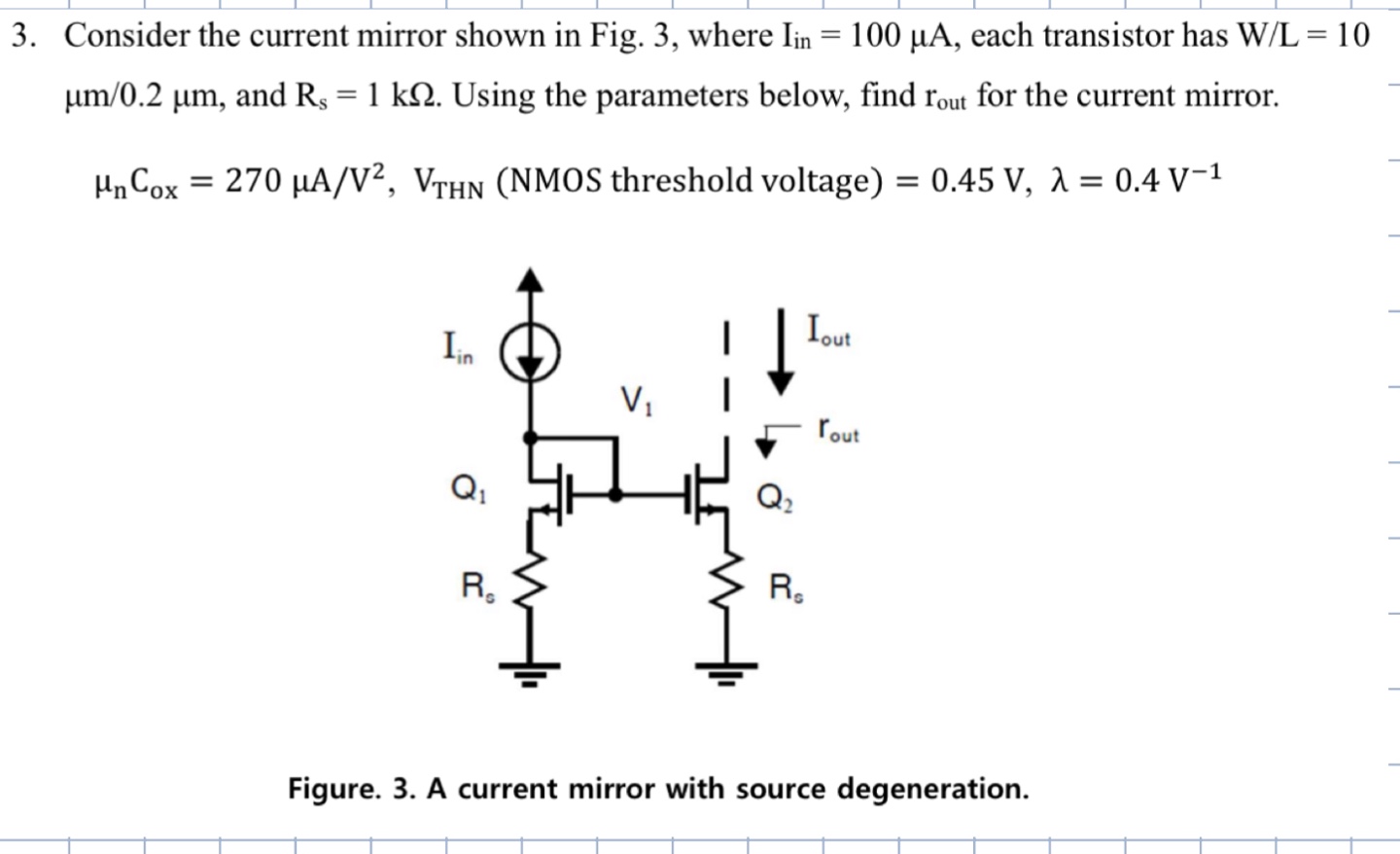 Solved Consider the current mirror shown in ﻿Fig. 3, ﻿where | Chegg.com