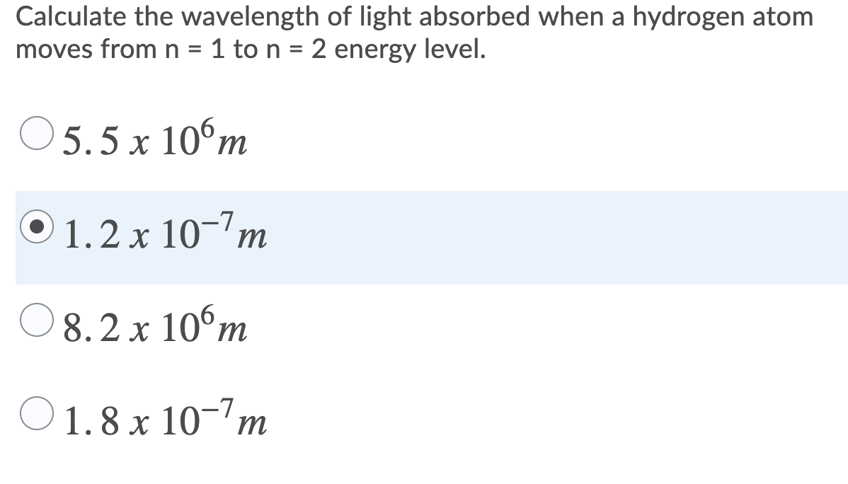 Solved Calculate the wavelength of light absorbed when a | Chegg.com