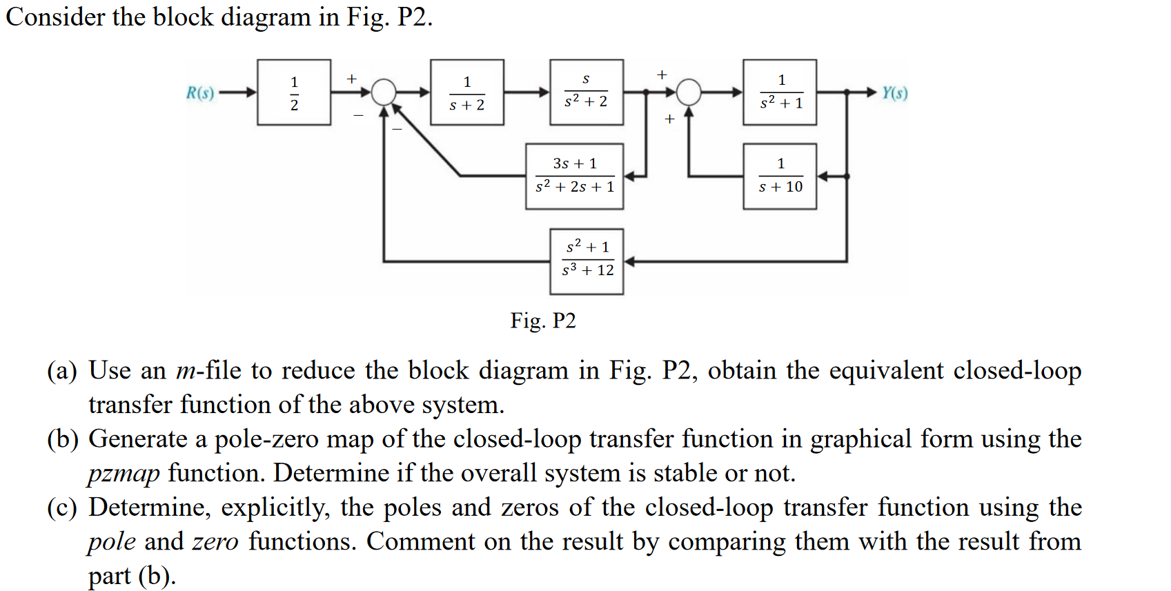 Solved Consider the block diagram in Fig. P2. 1 1 1 R(s) 2 | Chegg.com