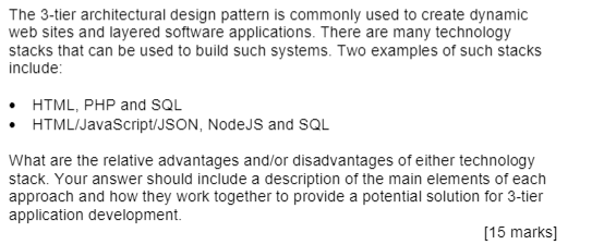 Solved The 3-tier architectural design pattern is commonly | Chegg.com