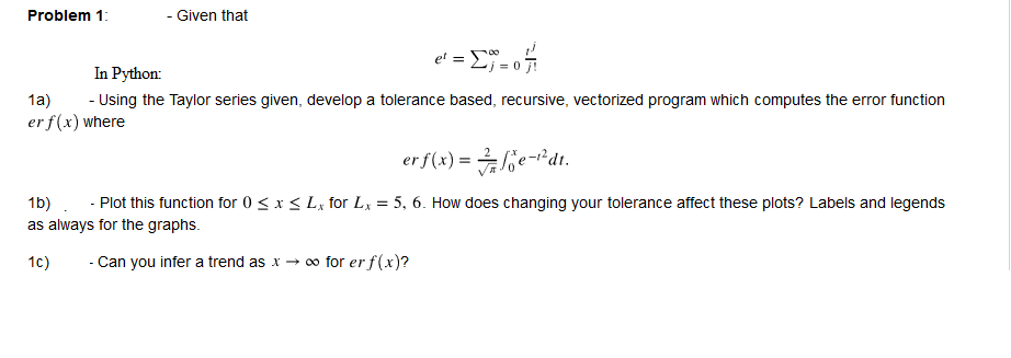 Problem 1 - Given that In Python: 1a) Using the | Chegg.com