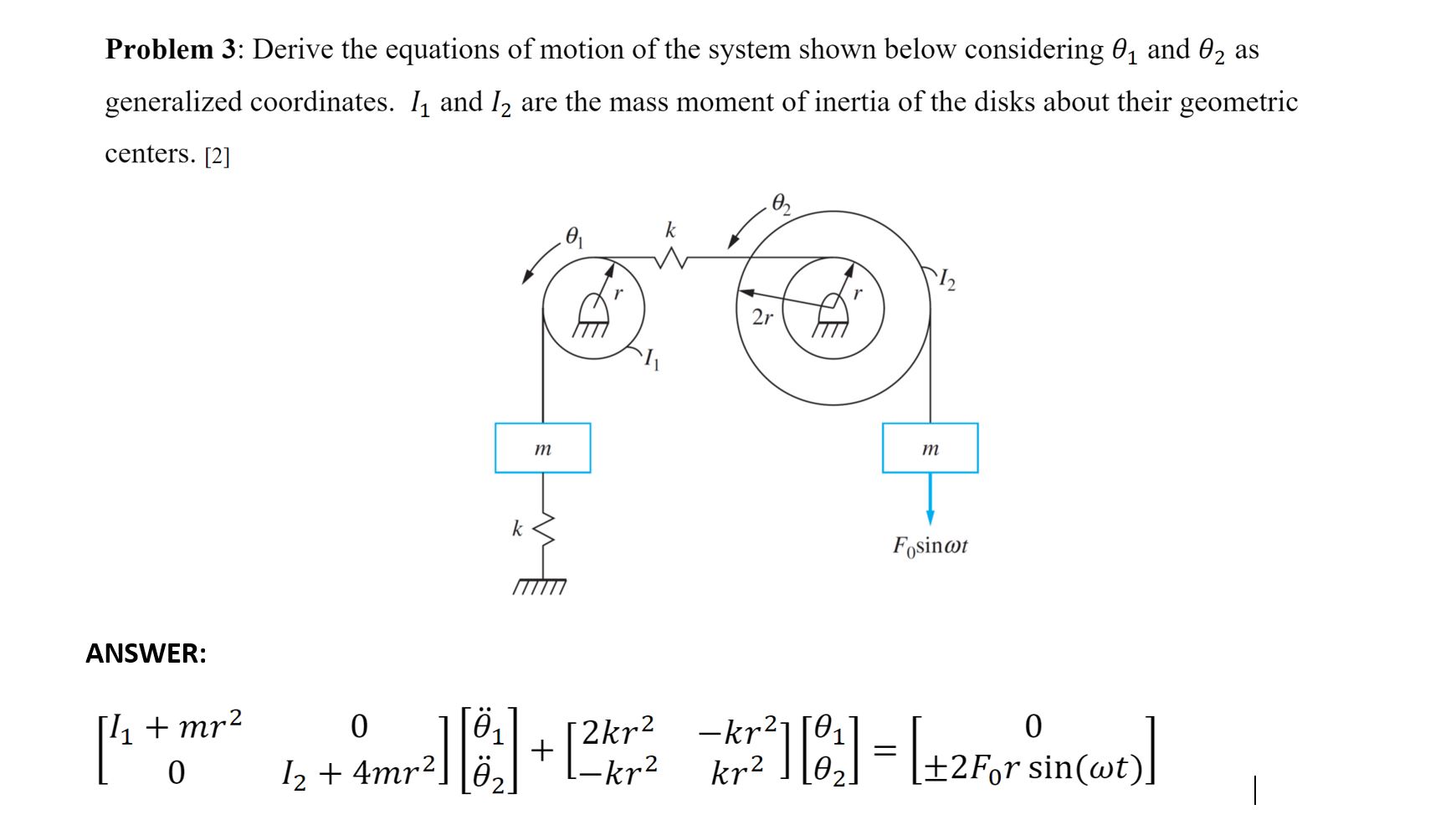 Solved Problem 3: Derive the equations of motion of the | Chegg.com