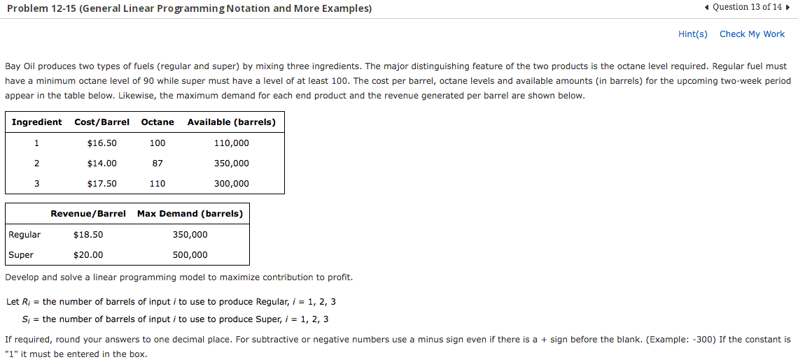 Solved Problem 12-15 (General Linear Programming Notation | Chegg.com