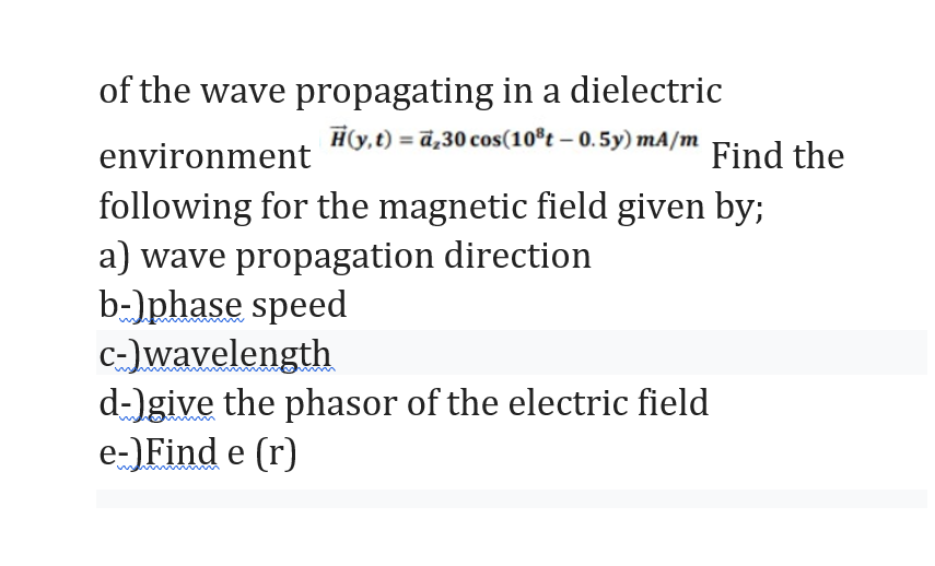 Solved of the wave propagating in a dielectric environment | Chegg.com