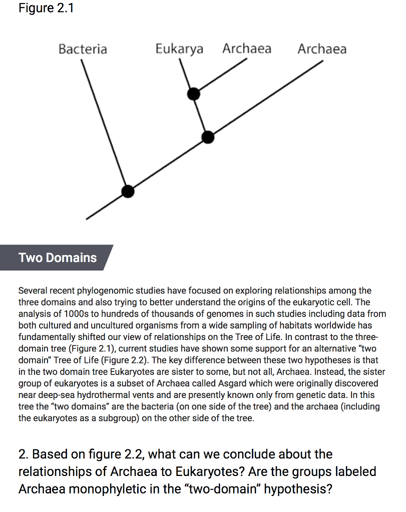 Solved: Figure 2.1 Bacteria Eukarya Archaea Archaea Two Do... | Chegg.com