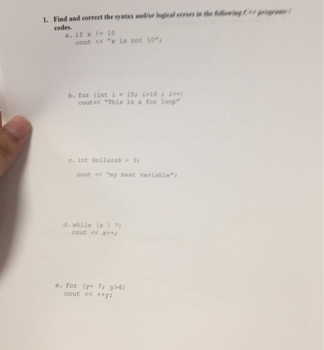 Solved , Find and correct the syntax and/or logical "ron | Chegg.com