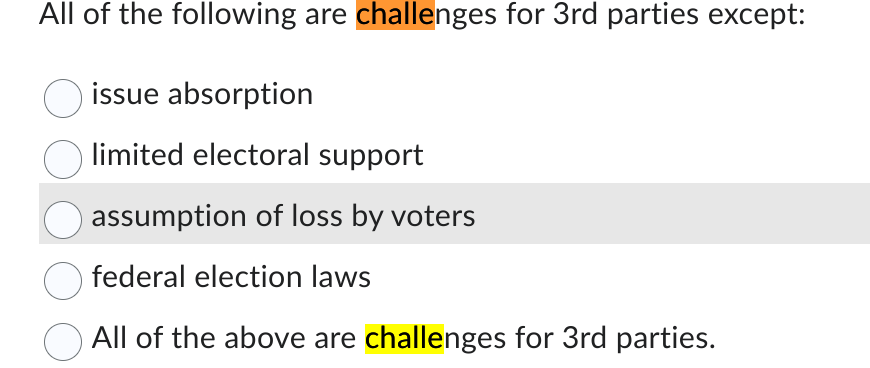 Solved All Of The Following Are Challenges For 3rd Parties | Chegg.com