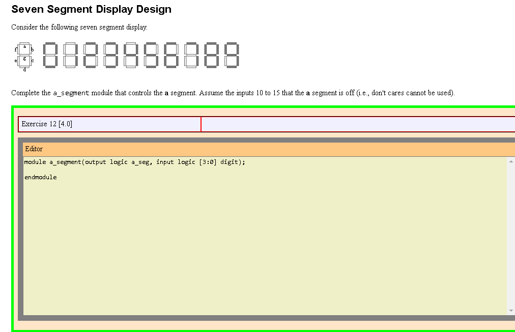 Solved Seven Segment Display Design Consider the following | Chegg.com