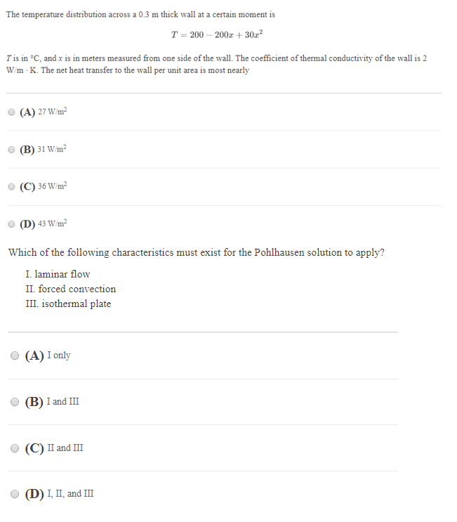 Solved The temperature distribution across a 0.3 m thick | Chegg.com