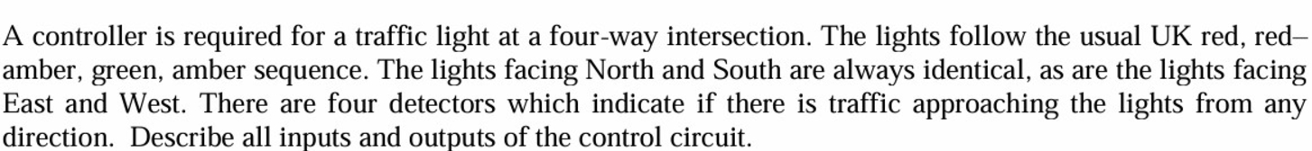 Solved A controller is required for a traffic light at a | Chegg.com