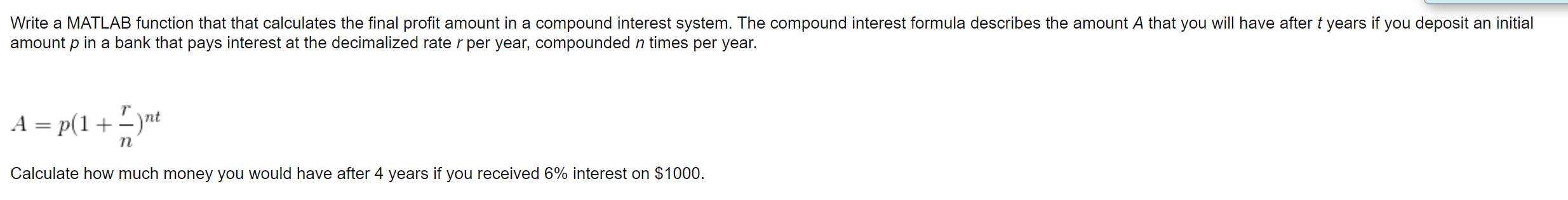 Solved Write a MATLAB function that that calculates the | Chegg.com