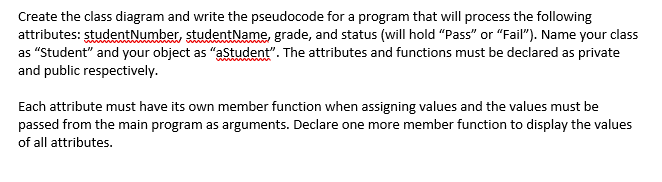 Solved Create the class diagram and write the pseudocode for | Chegg.com