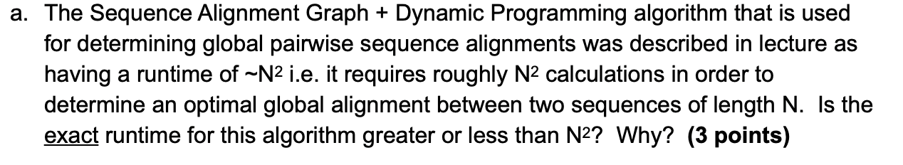 a. The Sequence Alignment Graph + Dynamic Programming | Chegg.com