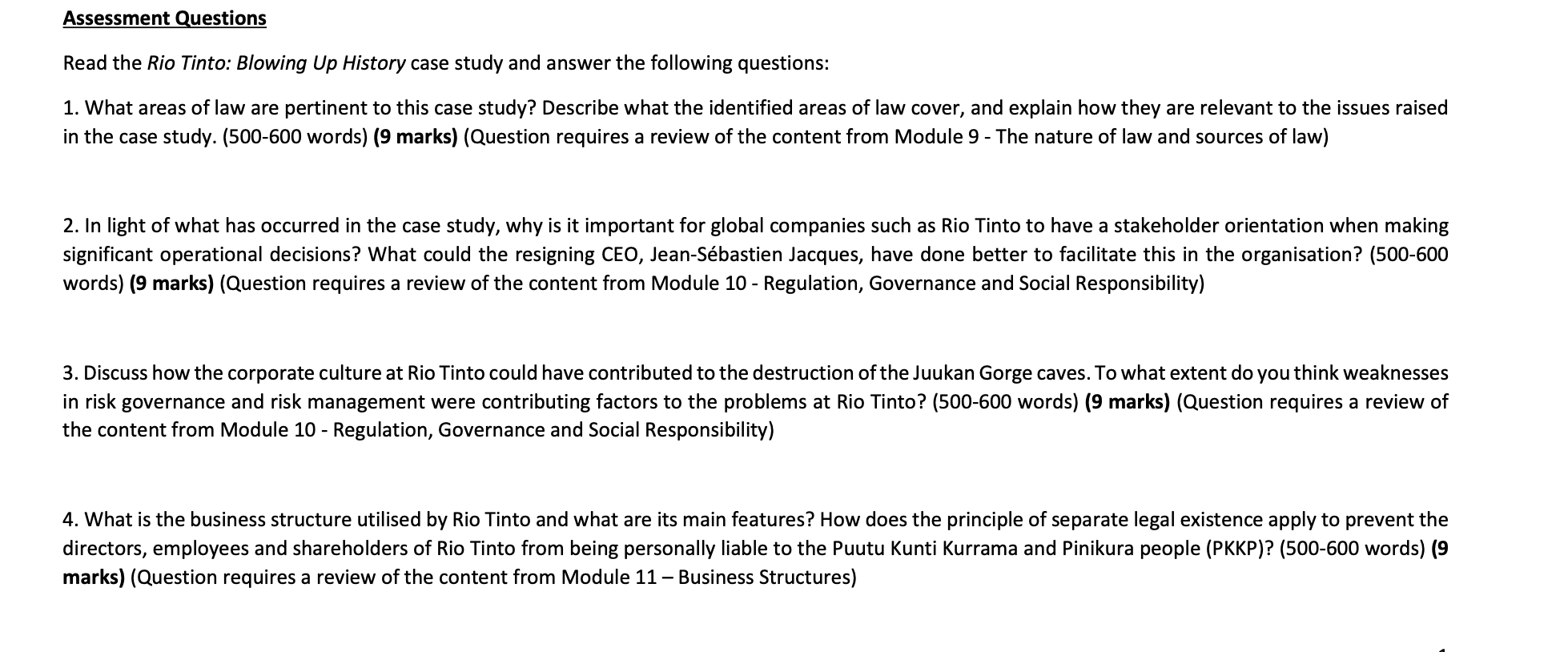 Solved Assessment Questions Read the Rio Tinto Blowing Up