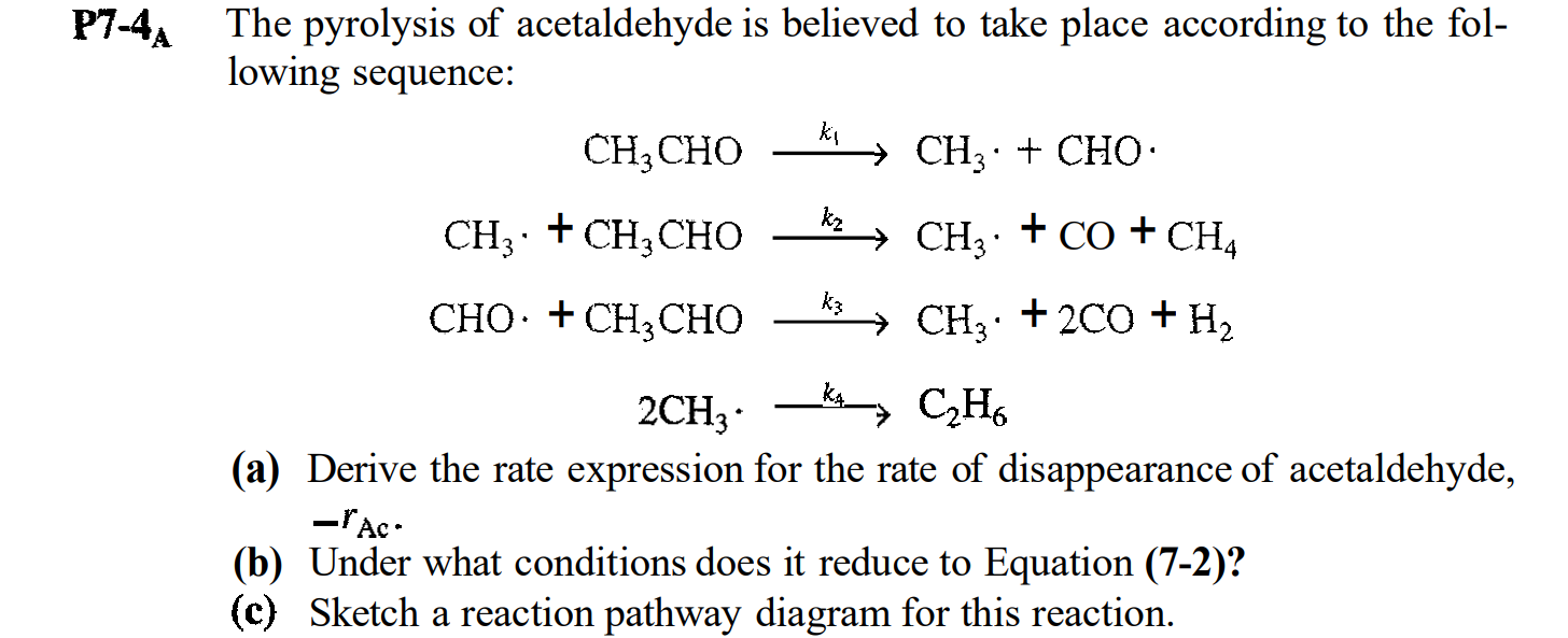 The pyrolysis of acetaldehyde is believed to take | Chegg.com