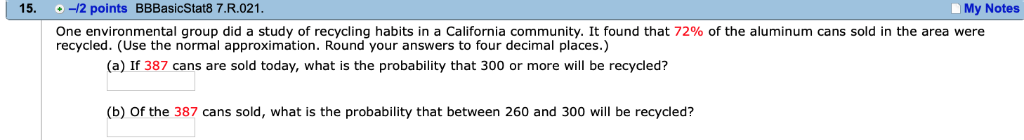 Solved 15. -12 Points BBBasicStat8 7.R.021 My Notes One | Chegg.com