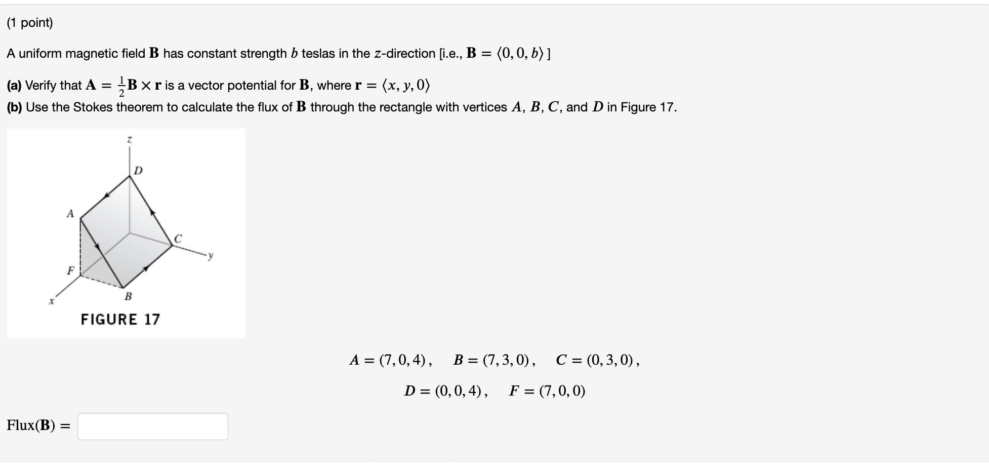 Solved A uniform magnetic field B has constant strength b | Chegg.com
