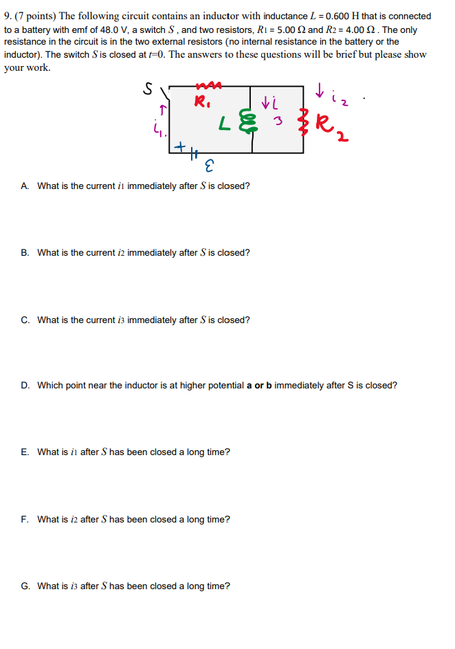 Solved 9.(7 points) The following circuit contains an | Chegg.com