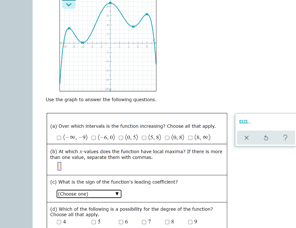 Solved 4 -6- 8- 10 Use the graph to answer the following | Chegg.com